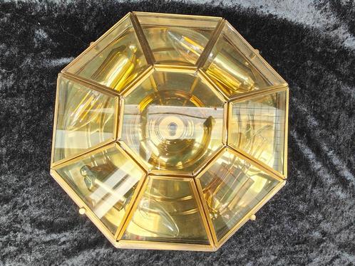 Vintage, Hollywood Regency, Deknudt plafondlamp, Huis en Inrichting, Lampen | Plafondlampen, Zo goed als nieuw, Glas, Metaal, Ophalen of Verzenden