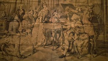 Een elegant muziekfeest; Frans of Italiaans wandtapijt beschikbaar voor biedingen