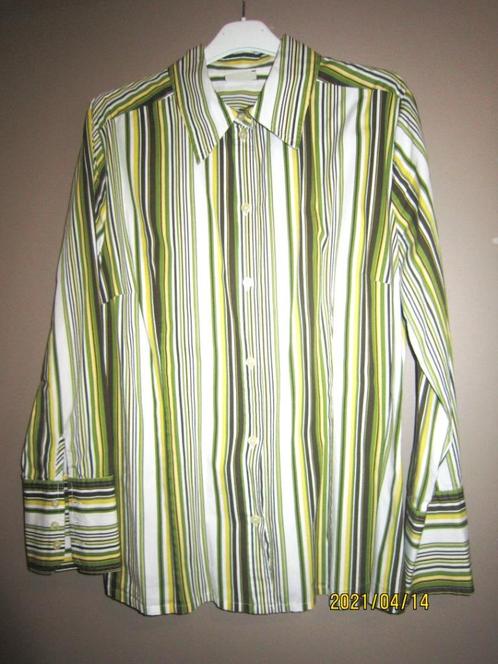 Shirt met lange mouwen en lijnen (Occasion), Kleding | Dames, Blouses en Tunieken, Gedragen, Maat 42/44 (L), Overige kleuren, Verzenden