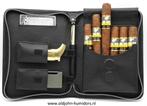 ADORINI  SIGAREN-ETUI, SIGARENTAS ECHT ZWART LEER sk11394, Verzenden, Nieuw, Tabaksdoos of Verpakking