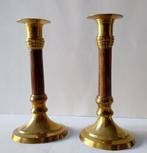 Set van twee kandelaars (koper met hout), Brun, Bronze ou Cuivre, Chandelier, Utilisé