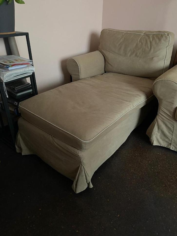 Tweezit en longchair, Huis en Inrichting, Zetels | Zetels en Chaises Longues, Zo goed als nieuw, Tweepersoons, 150 tot 200 cm