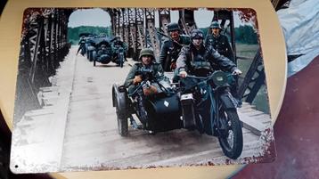 Motorcycle germany army bridge crossing 20 op 30 cm metal beschikbaar voor biedingen