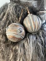 Houten bal met touw set/2 massief Landelijk, Diversen, Kerst, Ophalen of Verzenden, Nieuw