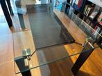 2 tables plateau en verre, bois et métal, Maison & Meubles, Enlèvement, Comme neuf, Verre
