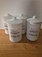 4 stenen voorraadpotten wit landelijke stijl, Huis en Inrichting, Ophalen, Zo goed als nieuw