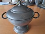 kom, potje met deksel, 2 handvatten, tin doorsnede 13.5 cm, Antiek en Kunst, Antiek | Tin, Ophalen of Verzenden