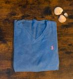 Ralph Lauren V-hals Trui - Lichtblauw - Met Polo Logo, Maat 42/44 (L), Zo goed als nieuw, Ralph Lauren, Verzenden