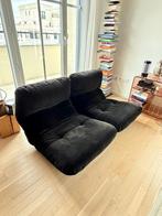 Ligne Roset Marsala tweezitsbank van zwart fluweel, Huis en Inrichting, Overige materialen, Gebruikt, 150 tot 200 cm, Togo midcentury vintage 1970 ducaroy