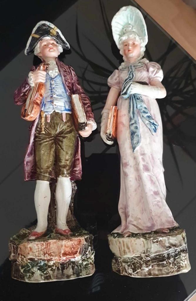 Antieke. Duitse Porseleinen Beelden., Antiek en Kunst, Curiosa en Brocante, Verzenden