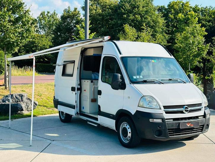 Opel movano camper 3pl GOEIE STAAT+ keuring vvk, Caravanes & Camping, Camping-cars, Entreprise, Diesel, Boîte manuelle, Réfrigérateur