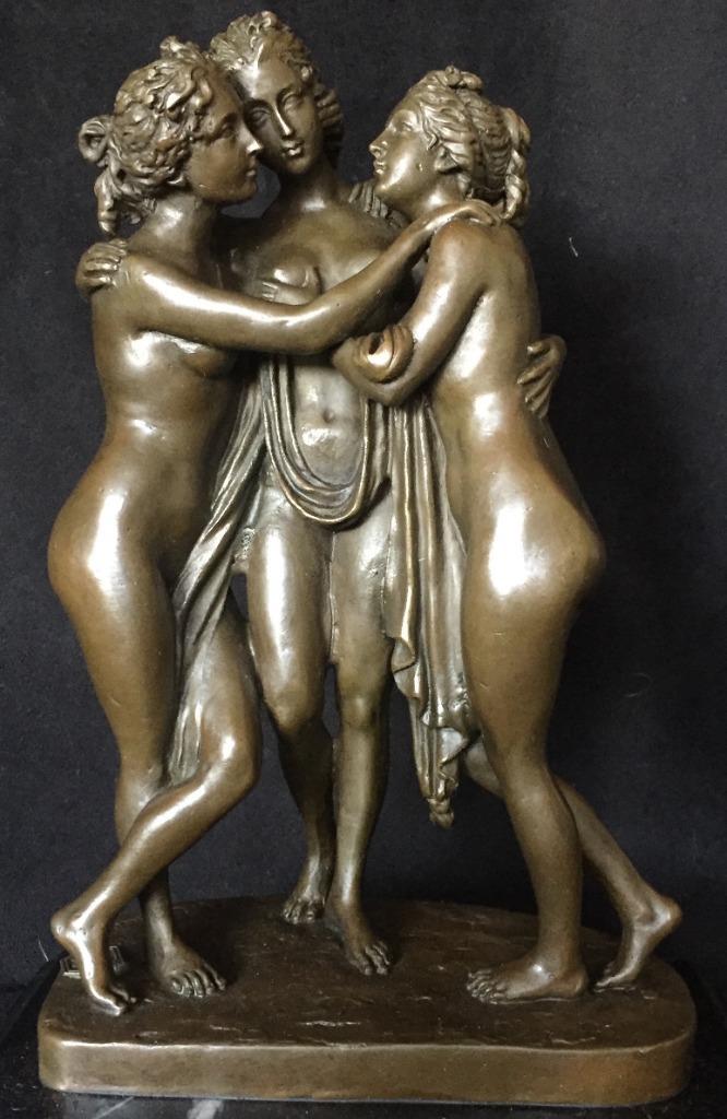 Bronzen 3 Gratien,A.Canova, stempel schitterend zuiver brons, Antiek en Kunst, Kunst | Beelden en Houtsnijwerken, Ophalen of Verzenden