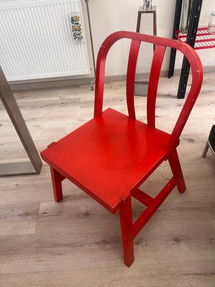2 vintage ikea ps 99 hout stoelen, Maison & Meubles, Chaises, Utilisé, Deux, Bois, Rouge, Enlèvement