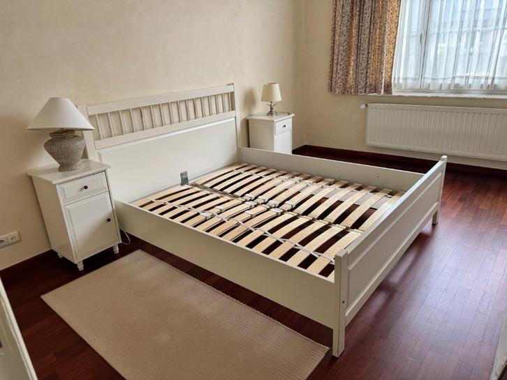 Lit Ikea Hemnes 160x200cm, Huis en Inrichting, Slaapkamer | Bedden, Gebruikt, Twijfelaar, 160 cm, 200 cm, Hout, Wit, Verstelbaar