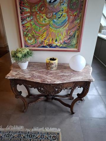 Luikse 18e-eeuwse console met rouge Belge marmeren blad, Enlèvement
