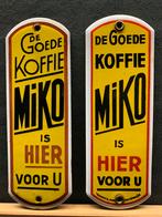2 Emaille deurpostjes MIKO uit 1955, Ophalen, Gebruikt, Reclamebord