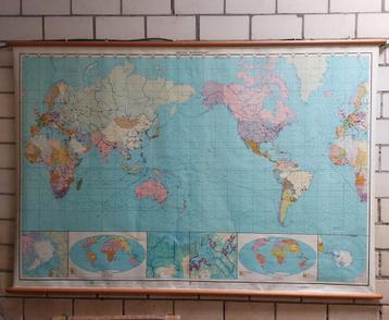 Grote schoolkaart wereldmap 210 x 147cm