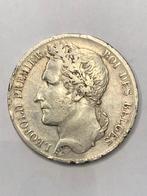 Munt zilver België 5 FR Leop I  1835 gelauwerd pos B, Enlèvement ou Envoi, Monnaie en vrac, Argent, Argent