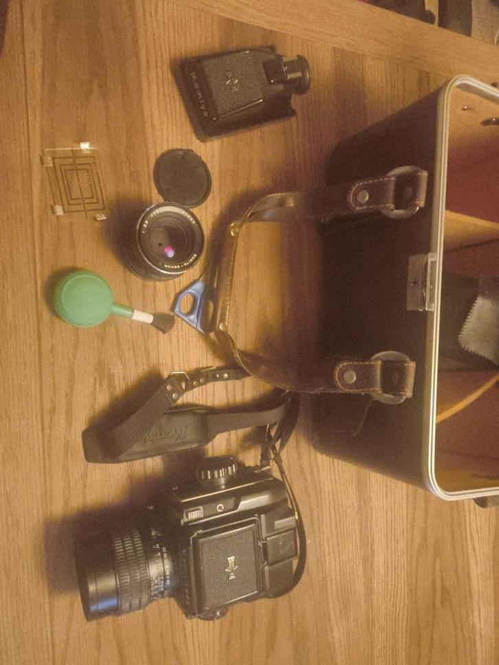 Mamiya 645 avec 2 objectifs, 2 viseurs et accessoires, Audio, Tv en Foto, Fotocamera's Analoog, Gebruikt, Spiegelreflex, Overige Merken