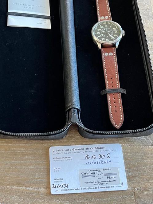 Laco Aachen 42 – automatisch horloge – flieger – full set, Handtassen en Accessoires, Horloges | Heren, Zo goed als nieuw, Polshorloge