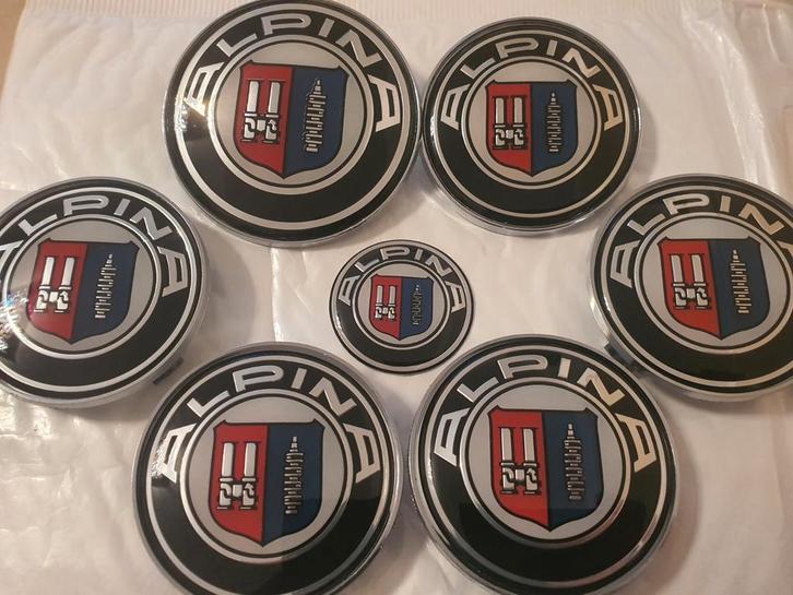 Bmw emblemen set van 7x logo's Alpina e60 e90 e39 e92 e46, Auto-onderdelen, Klein materiaal, BMW, Nieuw, Ophalen of Verzenden
