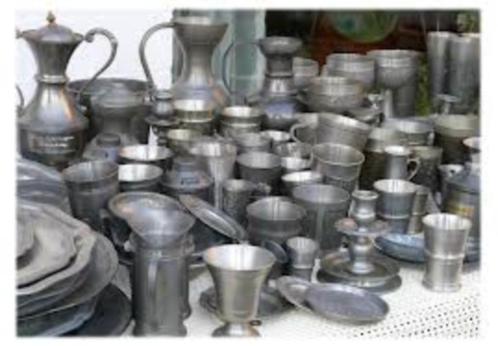 Tin, Verzilverd , Bronzen beelden, Klokken en koper huisraad, Antiek en Kunst, Antiek | Brons en Koper, Koper, Ophalen