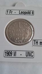 LEOPOLD II - 1Fr 1909vl (met punt) - UNC, Enlèvement ou Envoi, Monnaie en vrac