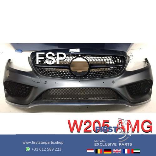 W205 AMG Bumper Mercedes C Klasse + diamond gril C205 Grijs, Auto-onderdelen, Carrosserie, Bumper, Mercedes-Benz, Voor, Gebruikt