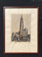 Emile Baes, ets OLV kathedraal Antwerpen, Antiek en Kunst, Kunst | Etsen en Gravures, Ophalen of Verzenden