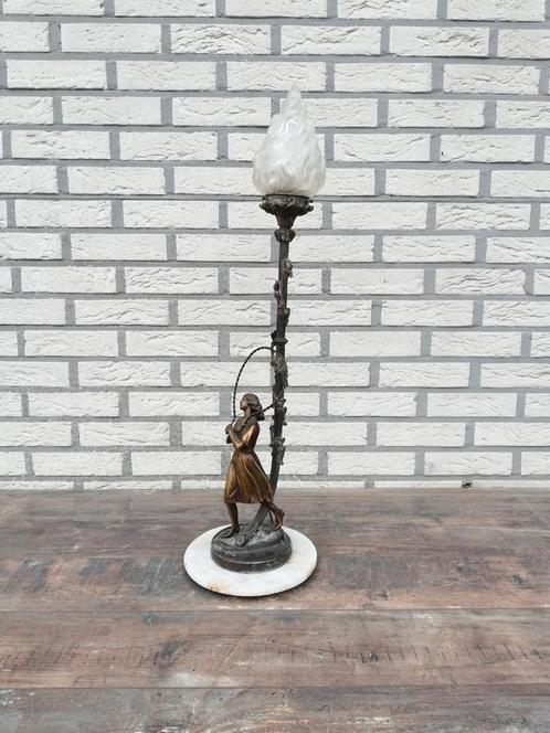 Bronzen tafellamp Ch. Levy, Antiek en Kunst, Antiek | Verlichting, Ophalen of Verzenden