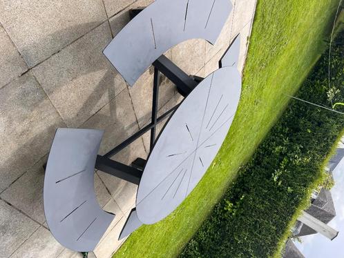 Table ronde picnic de jardin BRISTOL en aluminium noire, Jardin & Terrasse, Tables de jardin, Comme neuf, Rond, Aluminium, Enlèvement