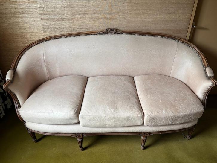 louis seize zetel (driezit) , opnieuw gestoffeerd, Antiek en Kunst, Antiek | Meubels | Stoelen en Sofa's, Ophalen