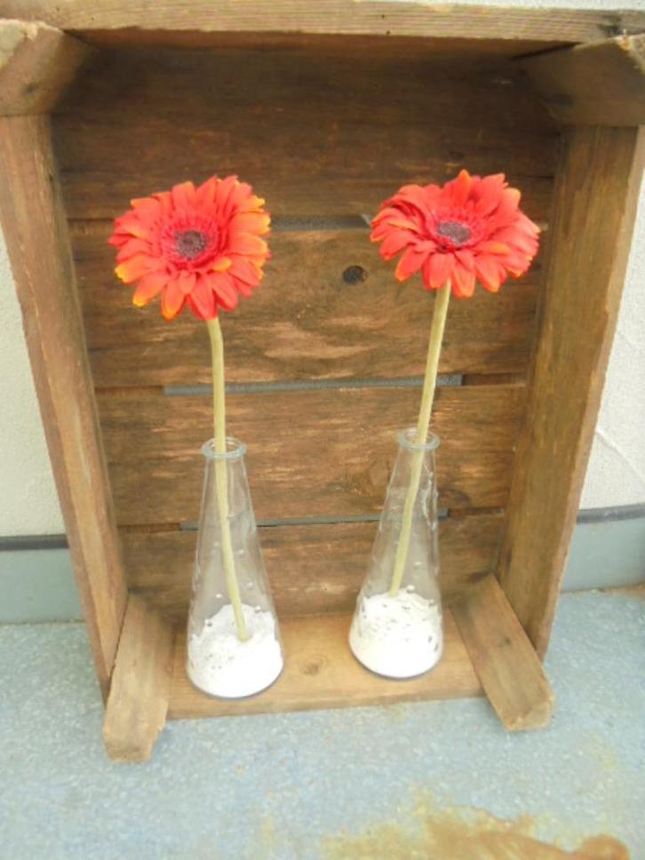 VAAS VINTAGE 1990 TAPS 18,5x dia 7,5 cm Gerbera set 2 stuks, Huis en Inrichting, Woonaccessoires | Vazen, Nieuw, Overige kleuren