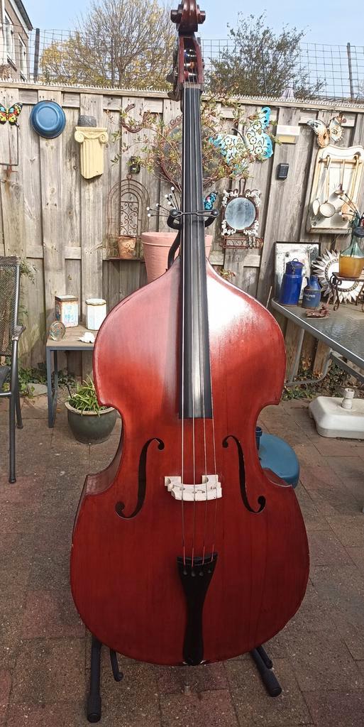 oude Duitse contrabas massief, Muziek en Instrumenten, Strijkinstrumenten | Contrabassen, Zo goed als nieuw, 3/4-contrabas, Ophalen