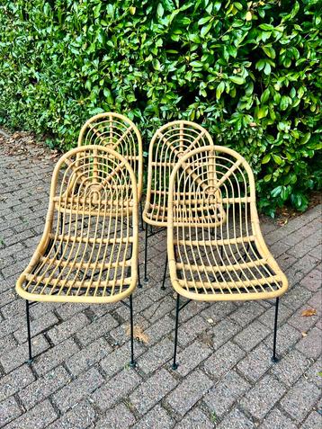 Rotan eetkamerstoelen (4), Enlèvement, Comme neuf, Osier ou Rotin, Quatre