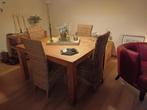 Vierkante Eettafel TEAK + bijzettafel, Ophalen, Gebruikt, Teak, Vier personen