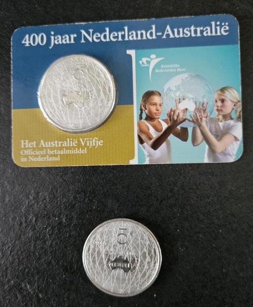 2 x Zilveren munt 400 jaar Nederland - Australië, Postzegels en Munten, Munten | Nederland, Losse munt, Zilver, Ophalen of Verzenden