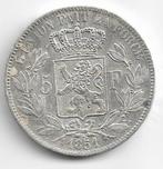 België: 5 frank 1851 FR + punt boven jaartal (= morin 41 A), Postzegels en Munten, Munten | België, Verzenden, Zilver, Losse munt