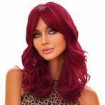 Pruik schouderlang haar helder wijnrood model 1048, Envoi, Neuf