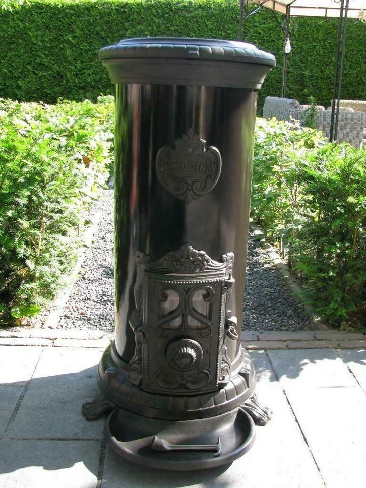 Grote Godin houtkachel/kolenkachel verwarmd 10KW (350m3), Huis en Inrichting, Kachels, Gebruikt, Vrijstaand, Allesbrander, Overige brandstoffen