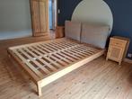 Tweepersoonsbed met grenen nachtkastjes - NIEUWSTAAT!!, Ophalen, Overige kleuren, 200 cm, Chène clair