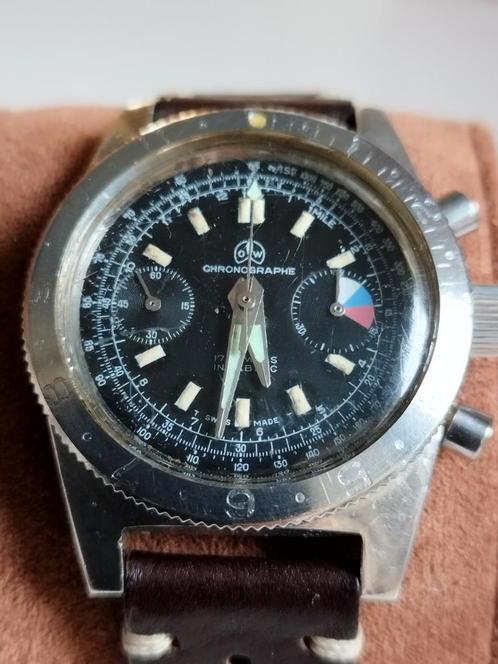 Oleg en Wajs Navichron Yachting Regatta Timer Rare Mark 1, Handtassen en Accessoires, Horloges | Heren, Zo goed als nieuw, Leer