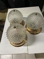 3 plafonniers à vendre, Ophalen, Gebruikt, Glas, Vintage