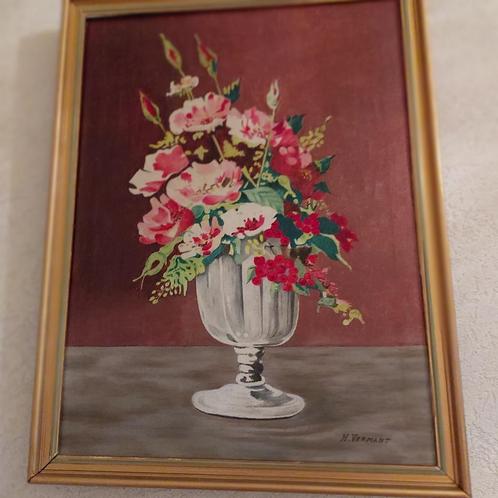 Handgeschilderd vintage bloemenschilderij, Antiek en Kunst, Kunst | Schilderijen | Klassiek, Ophalen