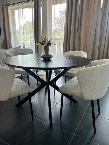 Table ronde bois noir Okapi 120cm Weba, Quatre personnes, Rond, Comme neuf, Enlèvement