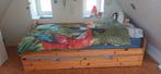 Houten bed (2m05 - 96cm) met uitschuifbed (2m - 90cm), Huis en Inrichting, Slaapkamer | Bedden, Ophalen, Bruin, Tweepersoons, Zo goed als nieuw