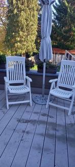 2 witte tuinstoelen, Tuin en Terras, Ophalen, Gebruikt, Kunststof, Inklapbaar