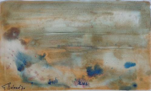 GEORGES ROLAND / MER OCRE / ORIGINEEL WERK / 38x57cm / SIG, Antiek en Kunst, Kunst | Schilderijen | Modern, Ophalen of Verzenden