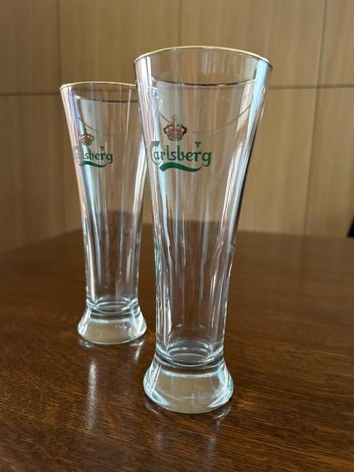 2 Deense Carlsberg - fluitjesglazen, Verzamelen, Biermerken, Zo goed als nieuw, Glas of Glazen, Ophalen of Verzenden