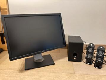 Dell monitor + Logitech speakers beschikbaar voor biedingen